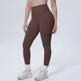 New cross-border thin ice-feel skin-friendly breathable double-sided nylon solid color yoga pants for women for sports, running, and fitness