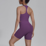 Cross-border solid color double-sided nylon tight-fitting breathable yoga outfit set for women, suitable for training, sports, running, and fitness