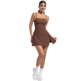 Anti-exposure sports dress with chest pads, breathable outdoor golf dress with beautiful back and straps, yoga and tennis dress for women