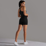 Cross-border European and American seamless knitted solid color polka dot high-elastic tight-fitting breathable yoga outfit set for running and fitness two-piece set