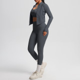 Cross-border cloud-feel brushed fabric sports bra with zipper jacket, casual running butt-lifting pocket fitness yoga wear