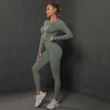 In-stock cross-border European and American seamless peach butt-lifting yoga outfit set, sports running fitness two-piece set for women