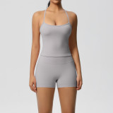 New cross-border European and American solid color double-sided brushed breathable tight-fitting yoga outfit set for sports, running, and fitness, eight-piece set