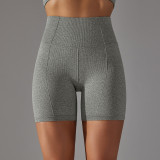 Cross-border European and American seamless solid color dot jacquard high-waisted tummy control butt-lifting yoga shorts for women, suitable for sports, running, and fitness