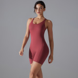 Cross-border European and American butt-lifting high-elastic tight-fitting fitness sports yoga jumpsuit with cross-back design and seamless lines