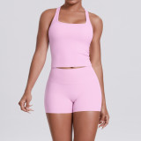 New cross-border double-sided brushed solid color tight-fitting racerback sports bra running fitness yoga outfit for women