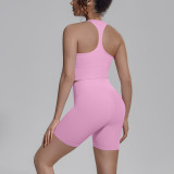 Cross-border solid color double-sided nylon tight-fitting breathable yoga outfit set for women, suitable for training, sports, running, and fitness