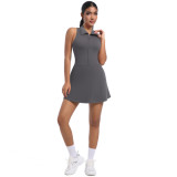 New cross-border slim-fit high-waisted turn-down collar sports dress running golf tennis yoga outfit for women