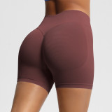 European and American seamless three-section waist fitness shorts for women, high-waisted peach butt-lifting sports shorts, tight-fitting quick-dry yoga shorts