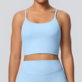 New cross-border yoga top sports bra with chest pads, thin straps, beautiful back design, running fitness tank top, yoga camisole
