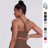 Cross-border cloud-feel brushed cross-back sports bra, casual running shockproof fitness tank top, yoga wear for women