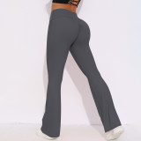 New cross-border breathable brushed high-waisted elastic butt-lifting casual wide-leg cropped pants for running, fitness, and yoga
