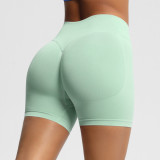 European and American seamless three-section waist fitness shorts for women, high-waisted peach butt-lifting sports shorts, tight-fitting quick-dry yoga shorts
