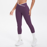 New cross-border color-blocking cross-fit brushed high-elastic yoga outfit set for running, fitness, and breathable training, five-piece set