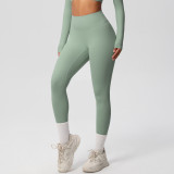 In-stock cross-border double-sided brushed tight-fitting breathable solid color training yoga wear eight-piece set for women's sports, running, and fitness