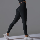European and American cross-border seamless solid color peach-colored sports pants, tight-fitting running and fitness yoga wear, high-waisted butt-lifting yoga pants for women
