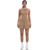 New cross-border slim-fit high-waisted turn-down collar sports dress running golf tennis yoga outfit for women