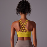 Customized brushed fabric cross-back shockproof push-up sports bra, cloud-feel yoga sports bra, fitness top