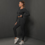 In-stock cross-border European and American seamless peach butt-lifting yoga outfit set, sports running fitness two-piece set for women