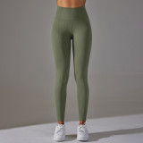 New European and American style seamless knit high-waisted tummy control yoga pants with a butt-lifting effect for sports, running, and fitness