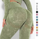 In-stock European and American internet celebrity seamless washable moisture-wicking sexy peach butt sweat-wicking yoga pants sports fitness leggings