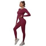 In-stock cross-border European and American seamless peach butt-lifting yoga outfit set, sports running fitness two-piece set for women
