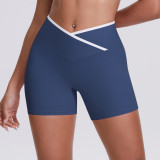 New European and American style cross-color high-waisted tight yoga shorts for women, suitable for sports, running, and fitness