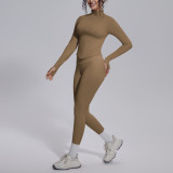 New cross-border seamless solid color breathable butt-lifting tight-fitting yoga outfit set for sports, running, and fitness