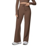 New cross-border double-sided nylon high-waisted stretchy loose casual wide-leg cropped pants for running, fitness, and yoga