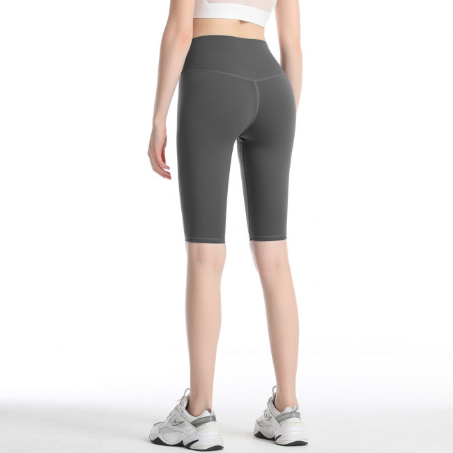 Clearance ulu double-sided brushed high-elasticity naked-feel fitness pants high-waisted peach butt tight yoga shorts for women