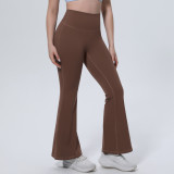 New cross-border patchwork solid color high-waisted butt-lifting tight-fitting wide-leg pants for sports, running, fitness, and yoga for women