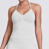 Cross-border seamless knitted solid color sexy backless tank top for running, fitness, and yoga for women