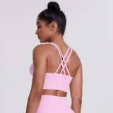 Cross-border cloud-feel brushed cross-back sports bra, casual running shockproof fitness tank top, yoga wear for women