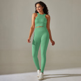 New cross-border European and American seamless cross-back double-strap sports vest bra set with running fitness yoga pants