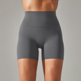 Spring Summer New Solid Color Yoga Shorts Double-Sided Brushed Tight High Waist Elastic Sports Fitness Three-Quarter Yoga Pants for Women