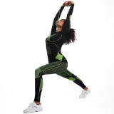 Custom-made seamless high-elastic long-sleeve ski suit shapewear set for women, suitable for sports, running, cycling, and yoga