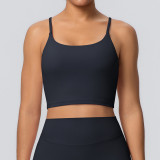 New cross-border yoga top sports bra with chest pads, thin straps, beautiful back design, running fitness tank top, yoga camisole