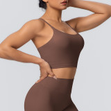 New cross-border yoga top sports bra with chest pads, thin straps, beautiful back design, running fitness tank top, yoga camisole