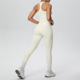 New cross-border brushed fabric high-waisted yoga outfit with a beautiful back design, two-piece set for sports, running, and fitness