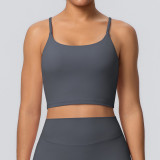 New cross-border yoga top sports bra with chest pads, thin straps, beautiful back design, running fitness tank top, yoga camisole