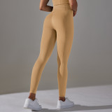 New European and American style seamless knit high-waisted tummy control yoga pants with a butt-lifting effect for sports, running, and fitness