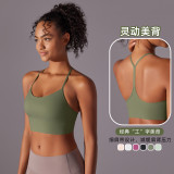Cross-border European and American double-sided brushed skin-friendly racerback yoga sports bra for women, suitable for running, fitness, and yoga