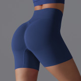 European and American cross-border seamless solid color yoga shorts, tight-fitting running and fitness yoga wear, high-waisted butt-lifting peach-shaped sports pants