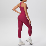 New cross-border brushed fabric tight-fitting racerback pocket yoga outfit set for sports, running, and fitness two-piece set