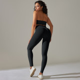European and American cross-border seamless backless halter neck sports bra yoga outfit set, fitness bra and yoga pants two-piece set for women