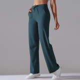 New Brushed Breathable High-Waisted Stretchy Loose Casual Pocket Wide-Leg Cropped Pants for Running, Fitness, and Yoga