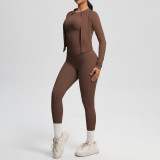 In-stock cross-border brushed fabric, skin-friendly, breathable, tight-fitting short-sleeve three-piece sports running fitness yoga set for women