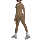 New cross-border seamless solid color breathable butt-lifting tight-fitting yoga outfit set for sports, running, and fitness