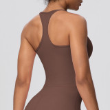 Cross-border European and American solid color tight-fitting high-elastic racerback sports bra for running, fitness, and yoga for women