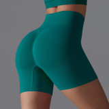 European and American cross-border seamless solid color yoga shorts, tight-fitting running and fitness yoga wear, high-waisted butt-lifting peach-shaped sports pants
